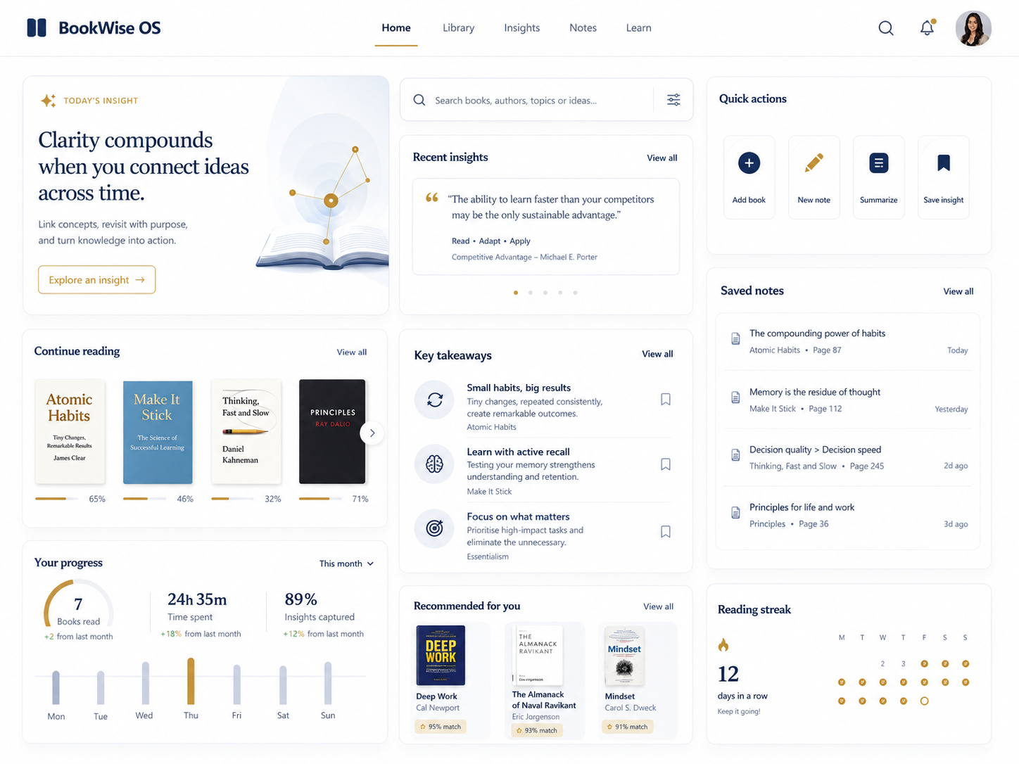 BookWise OS dashboard